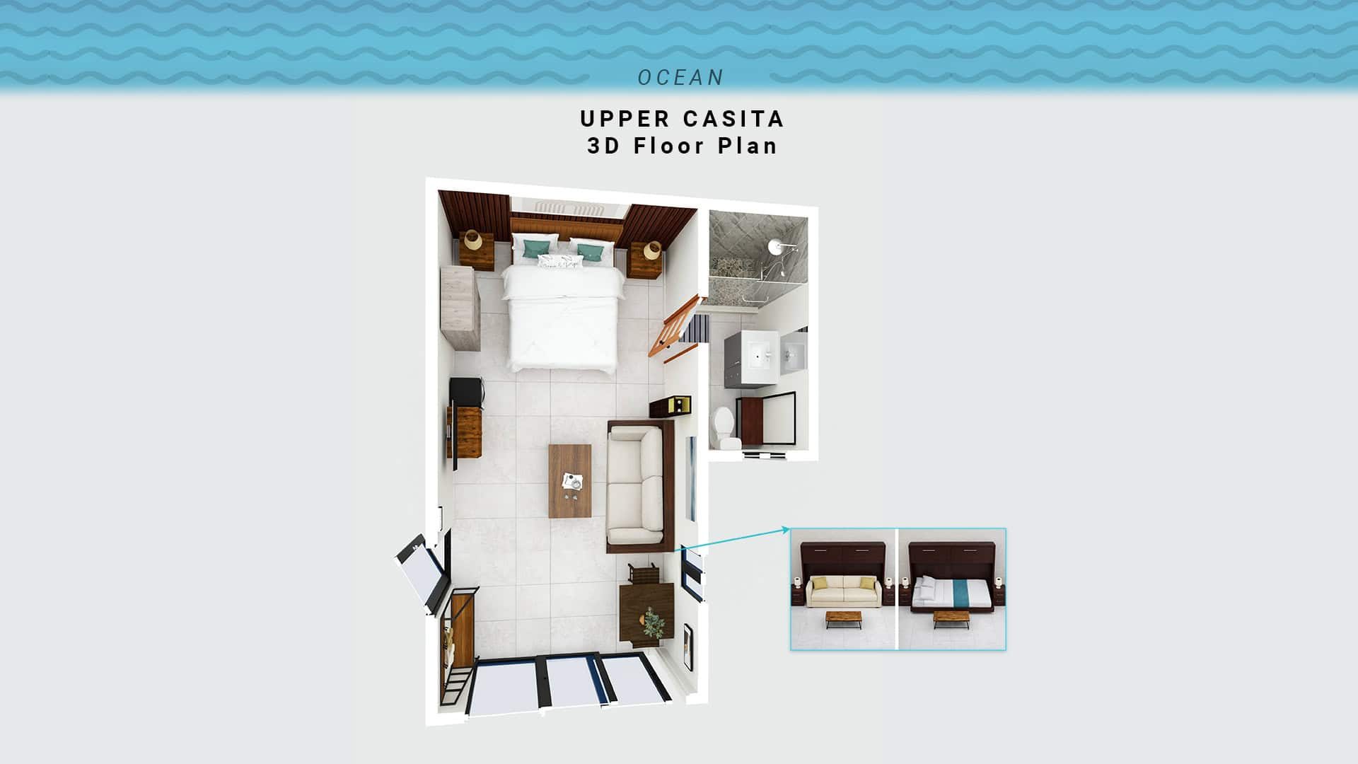 Alta Bella Villa - Upper Casita 3D Floor Plan